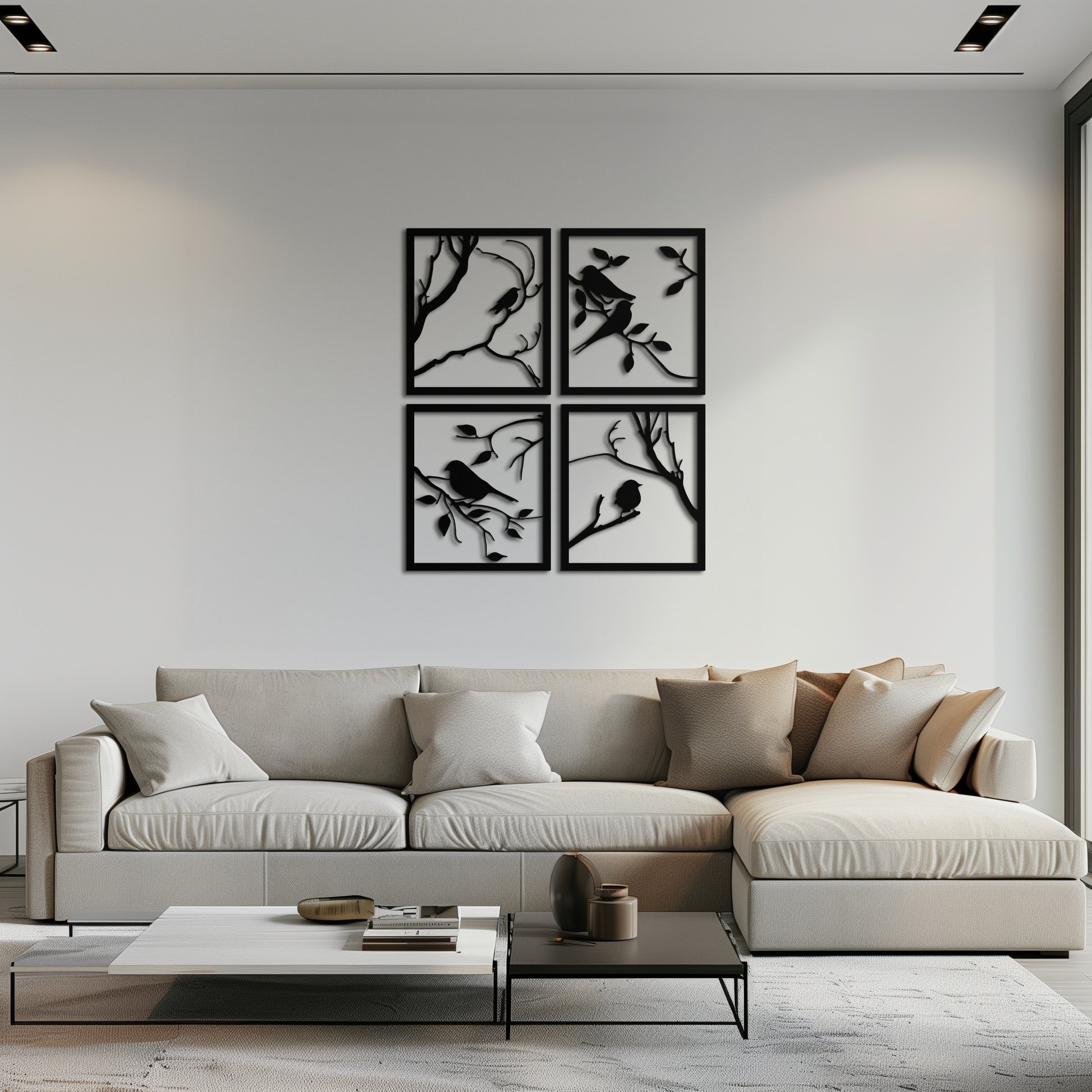 Bird Silhouette Metal Wall Art - 4-Piece Modern Steel Wall Decor - KAF128 - Tampa Home & Garden Store