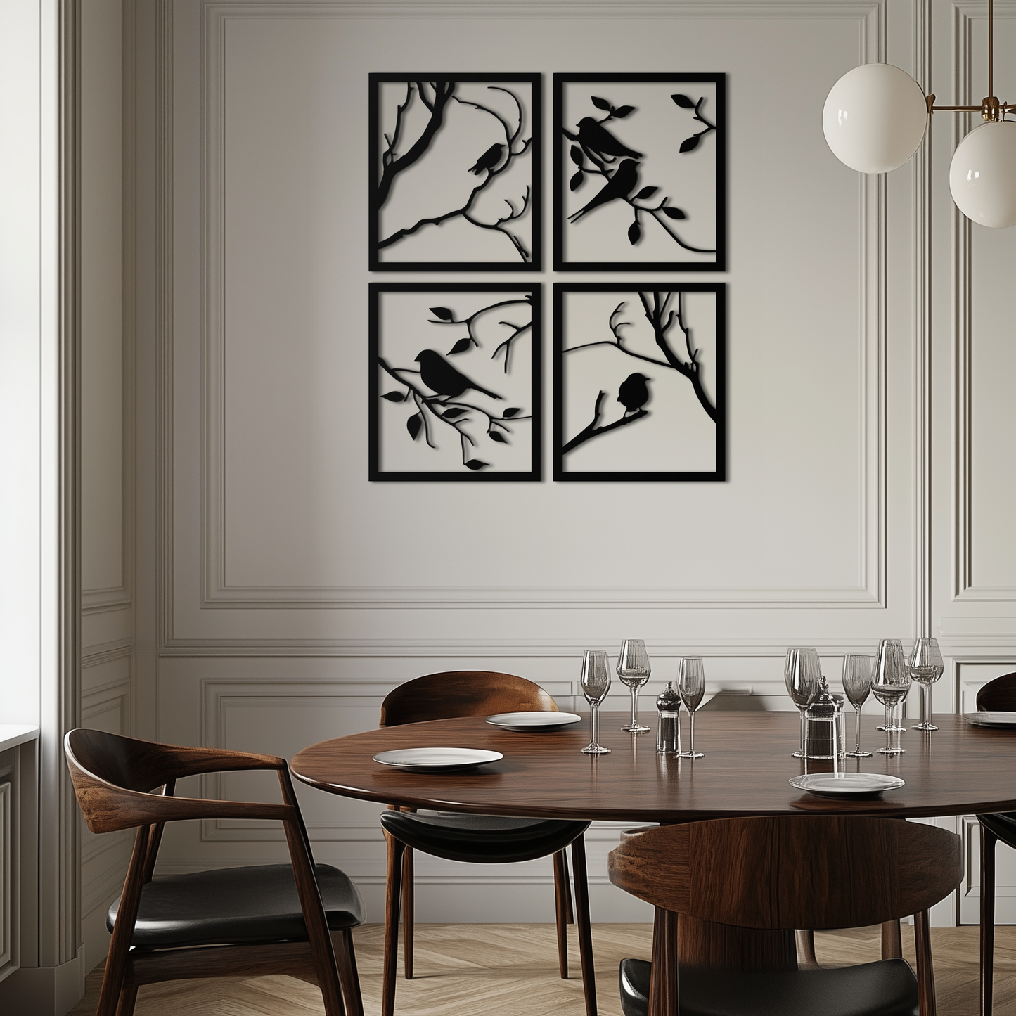 Bird Silhouette Metal Wall Art - 4-Piece Modern Steel Wall Decor - KAF128 - Tampa Home & Garden Store