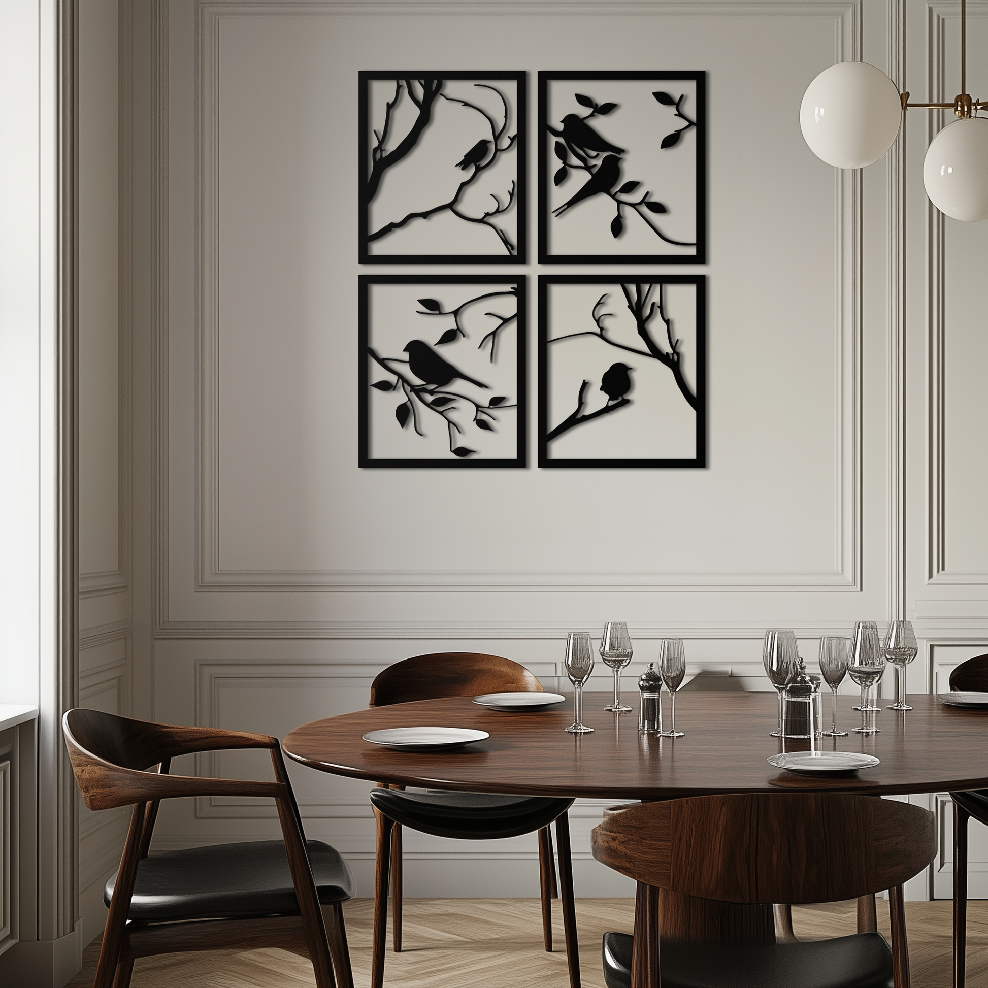 Bird Silhouette Metal Wall Art - 4-Piece Modern Steel Wall Decor - KAF128 - Tampa Home & Garden Store