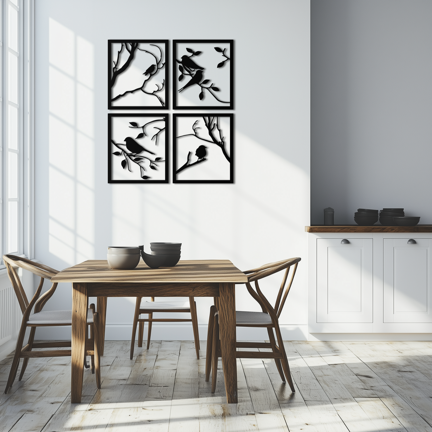 Bird Silhouette Metal Wall Art - 4-Piece Modern Steel Wall Decor - KAF128 - Tampa Home & Garden Store