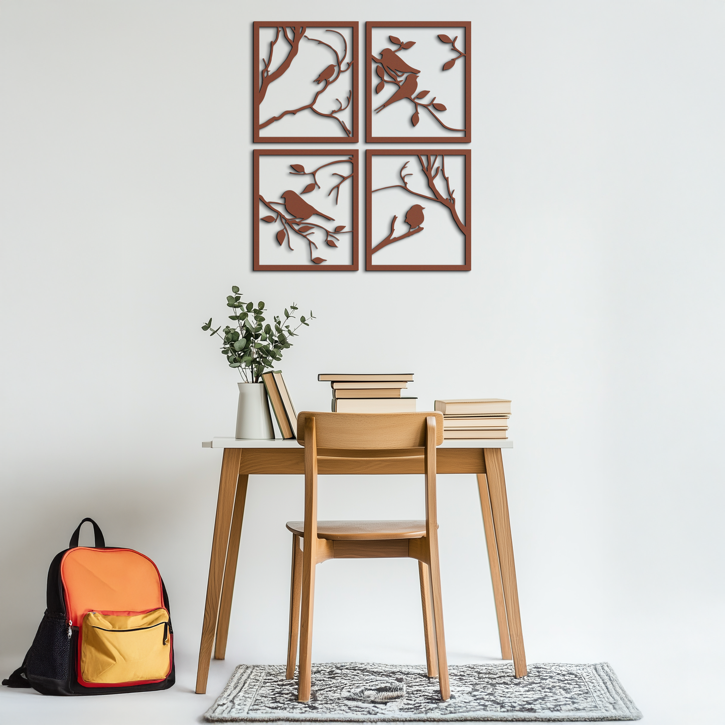 Bird Silhouette Metal Wall Art - 4-Piece Modern Steel Wall Decor - KAF128 - Tampa Home & Garden Store