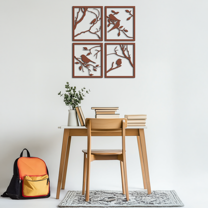 Bird Silhouette Metal Wall Art - 4-Piece Modern Steel Wall Decor - KAF128 - Tampa Home & Garden Store