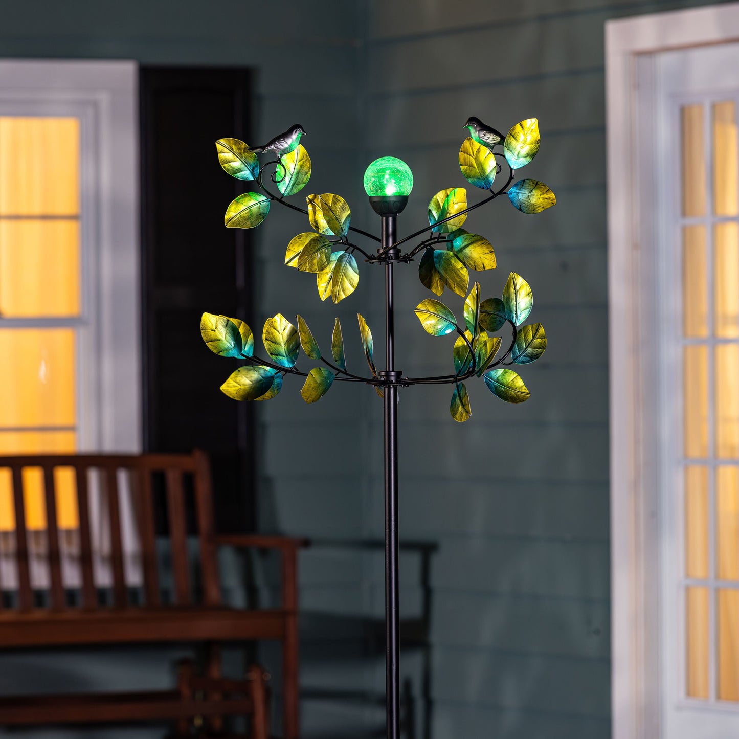 Bird and Leaves Solar Wind Spinner 80"H - Tampa Home & Garden Store