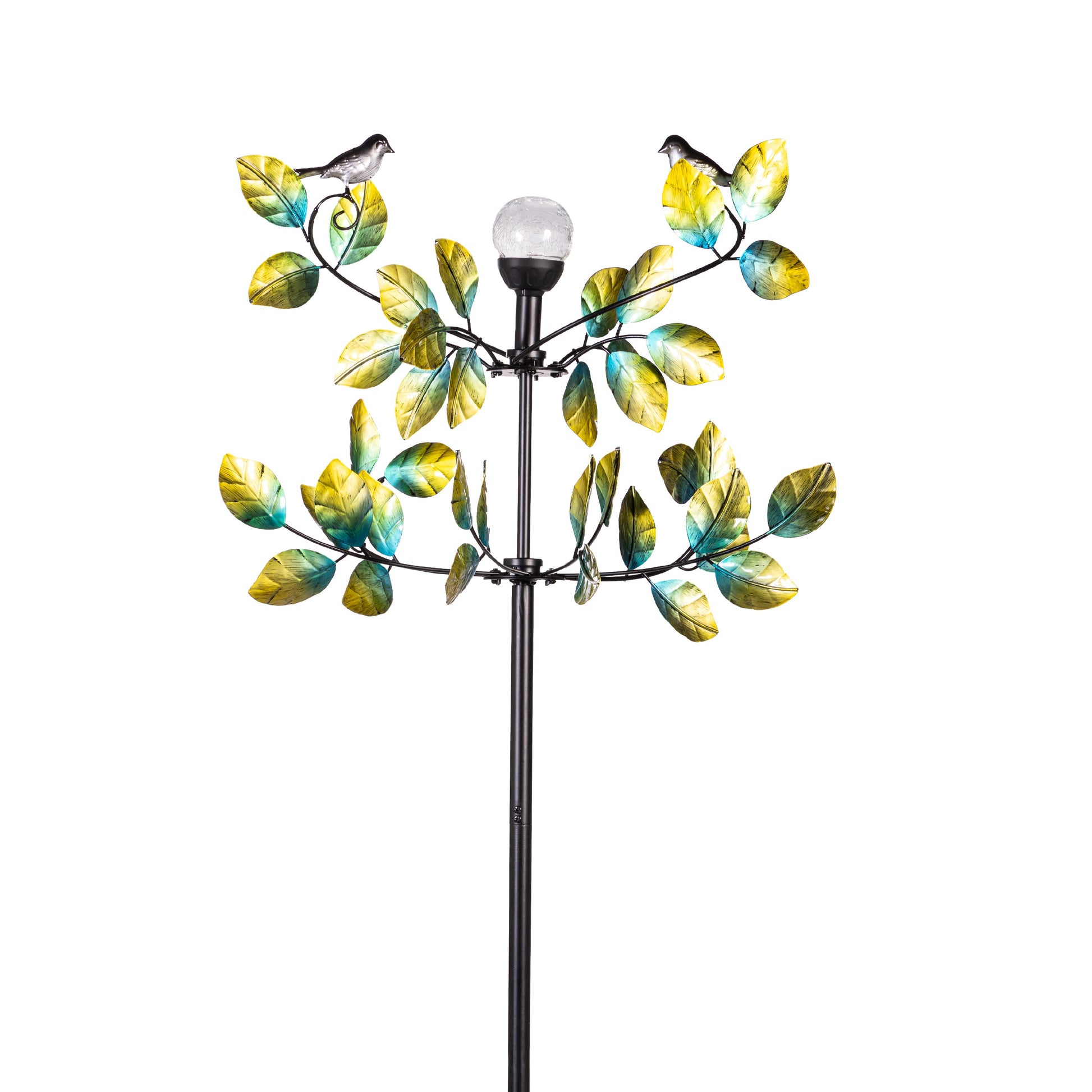 Bird and Leaves Solar Wind Spinner 80"H - Tampa Home & Garden Store