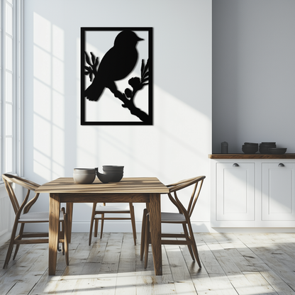 Bird on Branch Metal Wall Art - Modern Steel Decor for Home & Office - KAF043 - Tampa Home & Garden Store