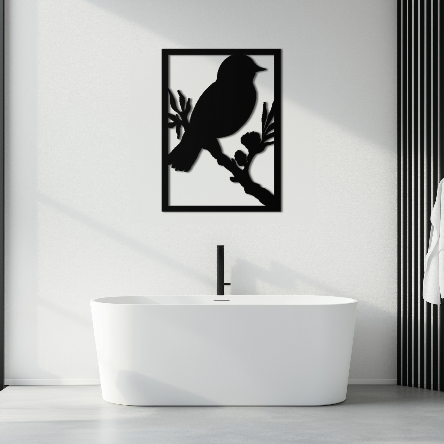 Bird on Branch Metal Wall Art - Modern Steel Decor for Home & Office - KAF043 - Tampa Home & Garden Store