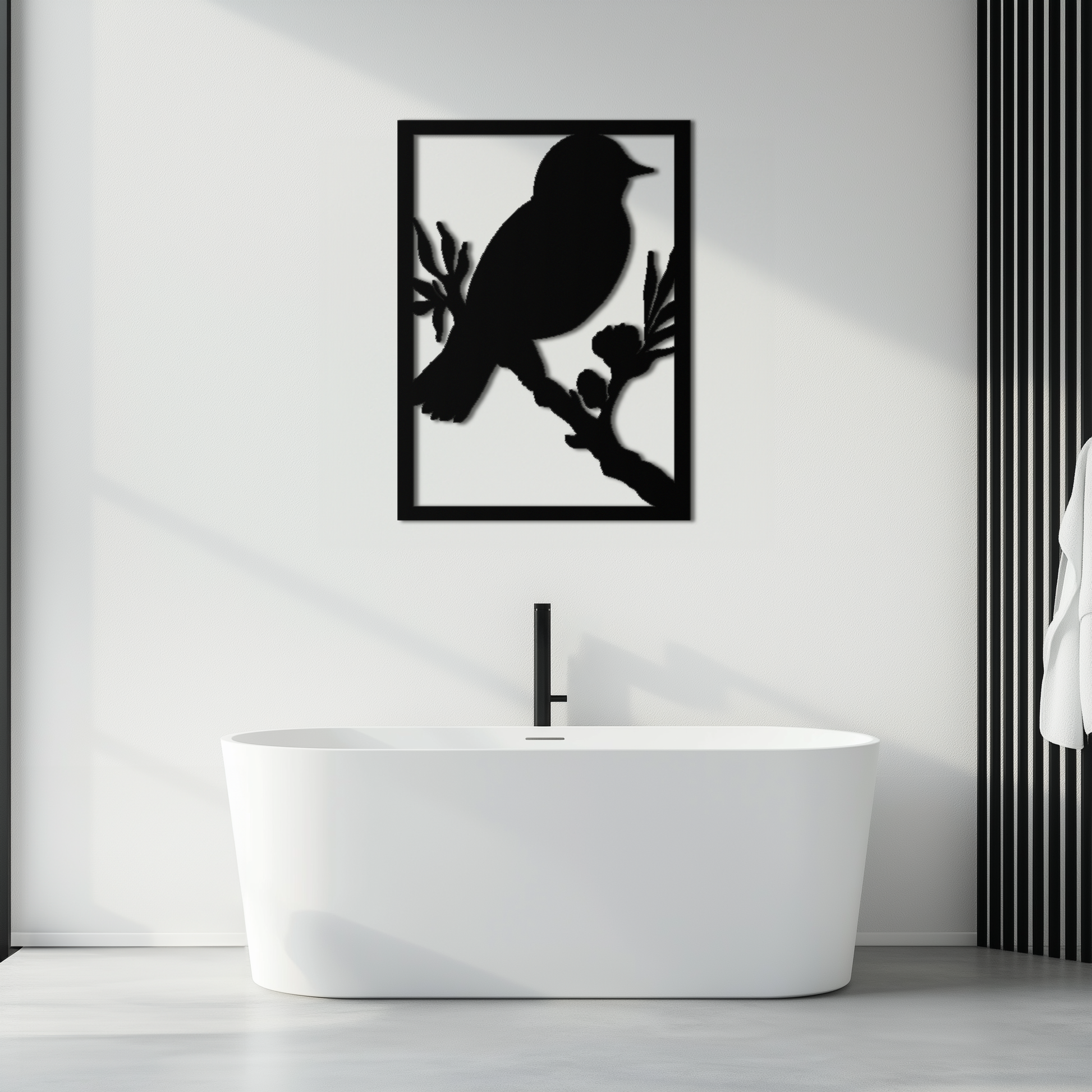 Bird on Branch Metal Wall Art - Modern Steel Decor for Home & Office - KAF043 - Tampa Home & Garden Store