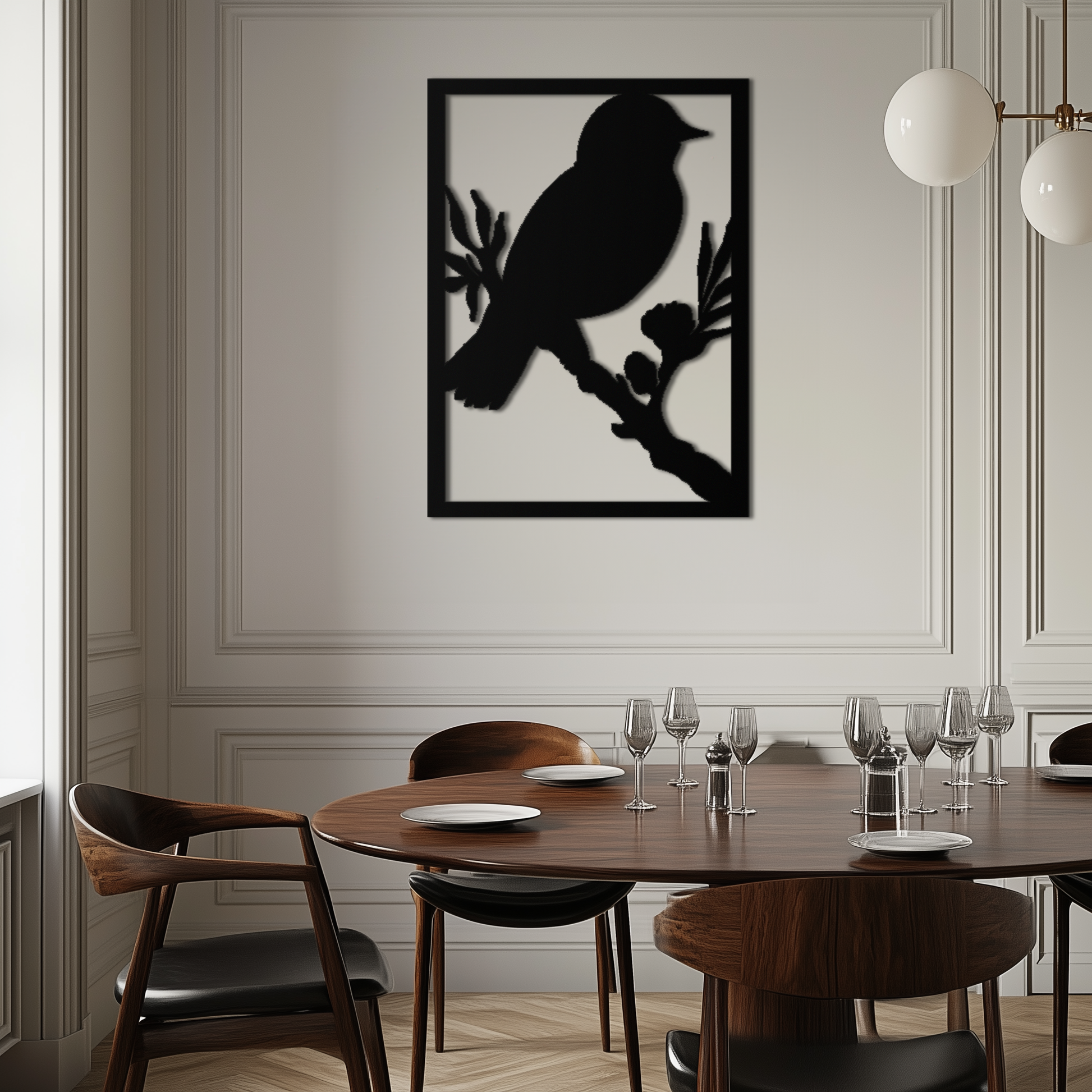 Bird on Branch Metal Wall Art - Modern Steel Decor for Home & Office - KAF043 - Tampa Home & Garden Store
