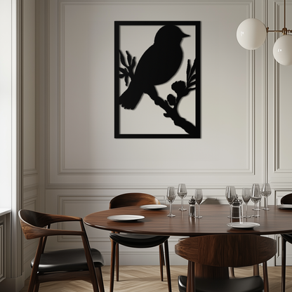 Bird on Branch Metal Wall Art - Modern Steel Decor for Home & Office - KAF043 - Tampa Home & Garden Store