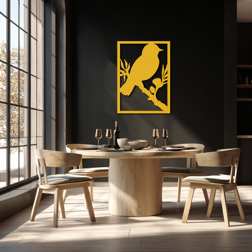 Bird on Branch Metal Wall Art - Modern Steel Decor for Home & Office - KAF043 - Tampa Home & Garden Store