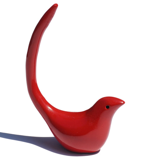 Vibhsa bird ring holder jewelry stand red glossy finish on Tampa Home & Garden Store
