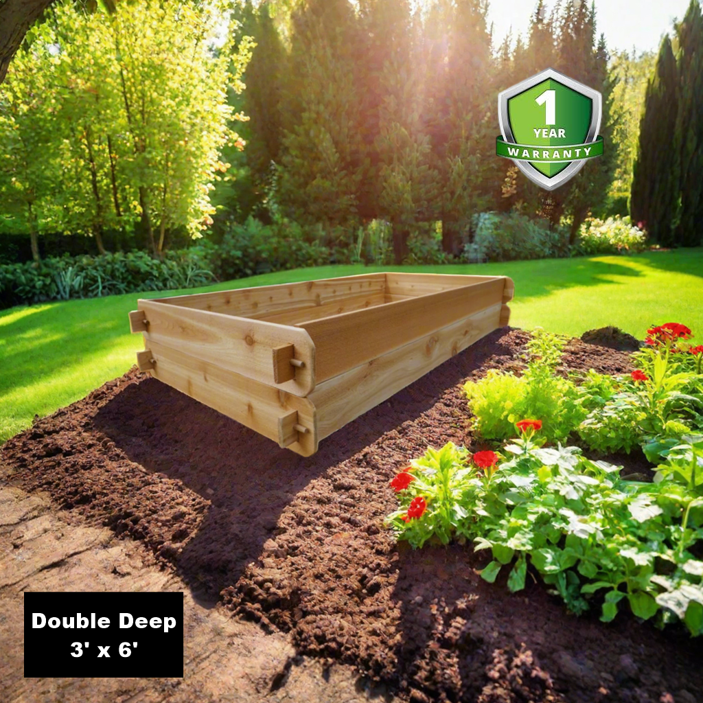 Timberlane Gardens cedar raised garden bed kit double deep 3x6 wooden planter on Tampa Home & Garden Store