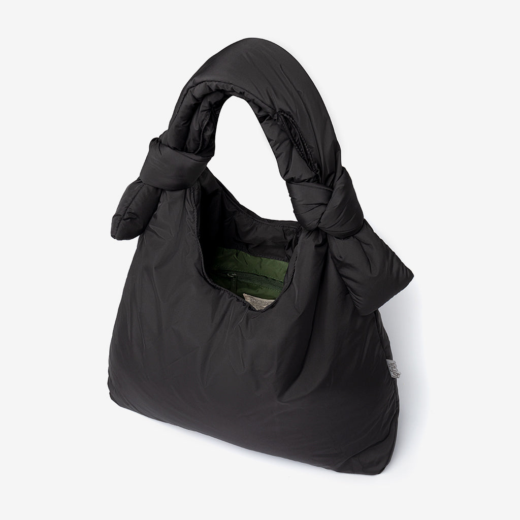 Biwa Puffy Bag black quilted crossbody with green interior Lefrik USA handbag on Tampa Home & Garden Store