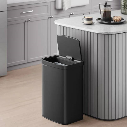 Black 13-Gallon Kitchen Trash Can with Motion Sensor Lid and Carbon Filter - Tampa Home & Garden Store