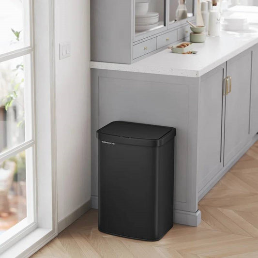 Black 13-Gallon Kitchen Trash Can with Motion Sensor Lid and Carbon Filter - Tampa Home & Garden Store