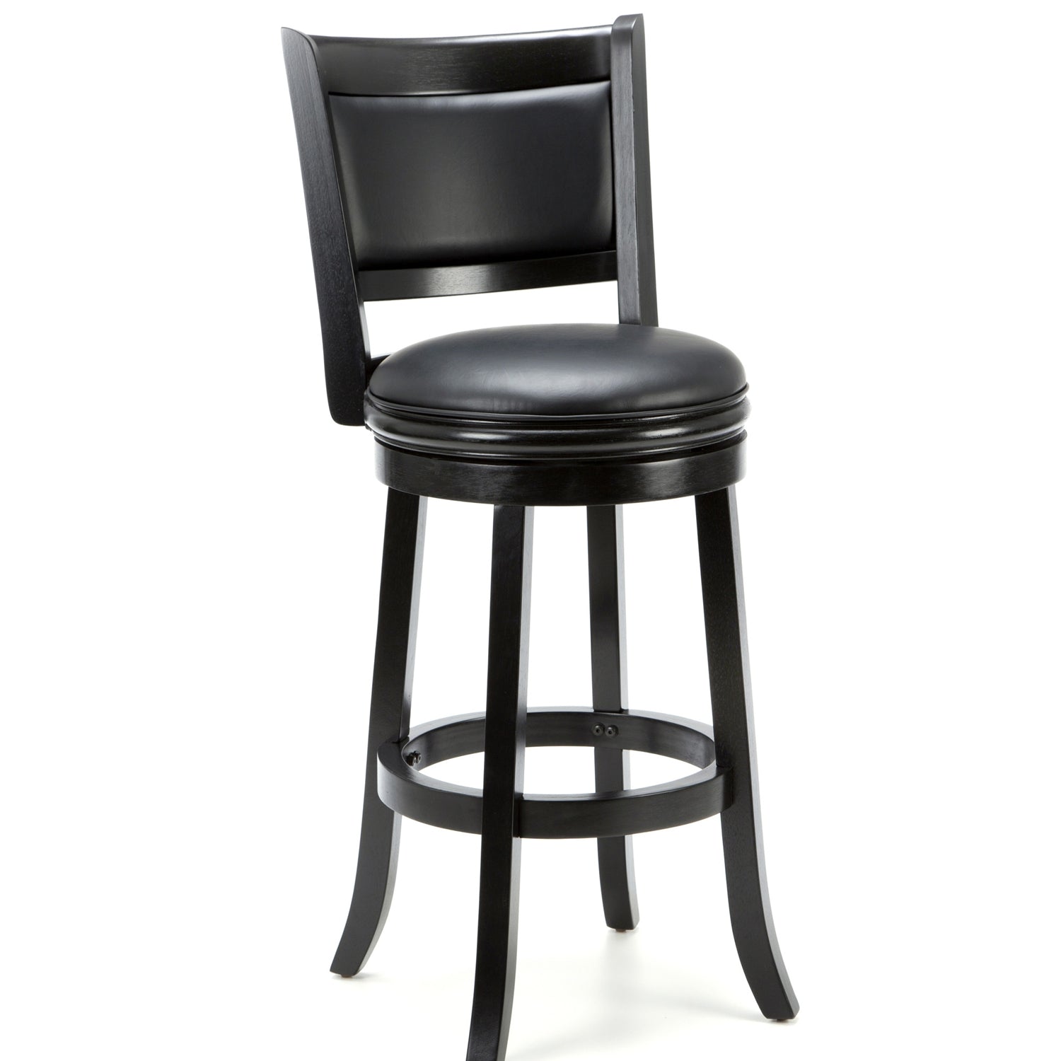 Black 29-inch Swivel Seat Barstool with Faux Leather Cushion Seat - Tampa Home & Garden Store