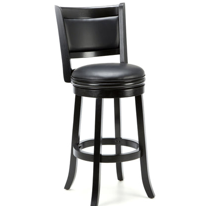 Black 29-inch Swivel Seat Barstool with Faux Leather Cushion Seat - Tampa Home & Garden Store