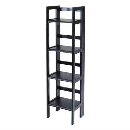 Black 4-Tier Shelf Folding Shelving Unit Bookcase Storage Shelves Tower - Tampa Home & Garden Store