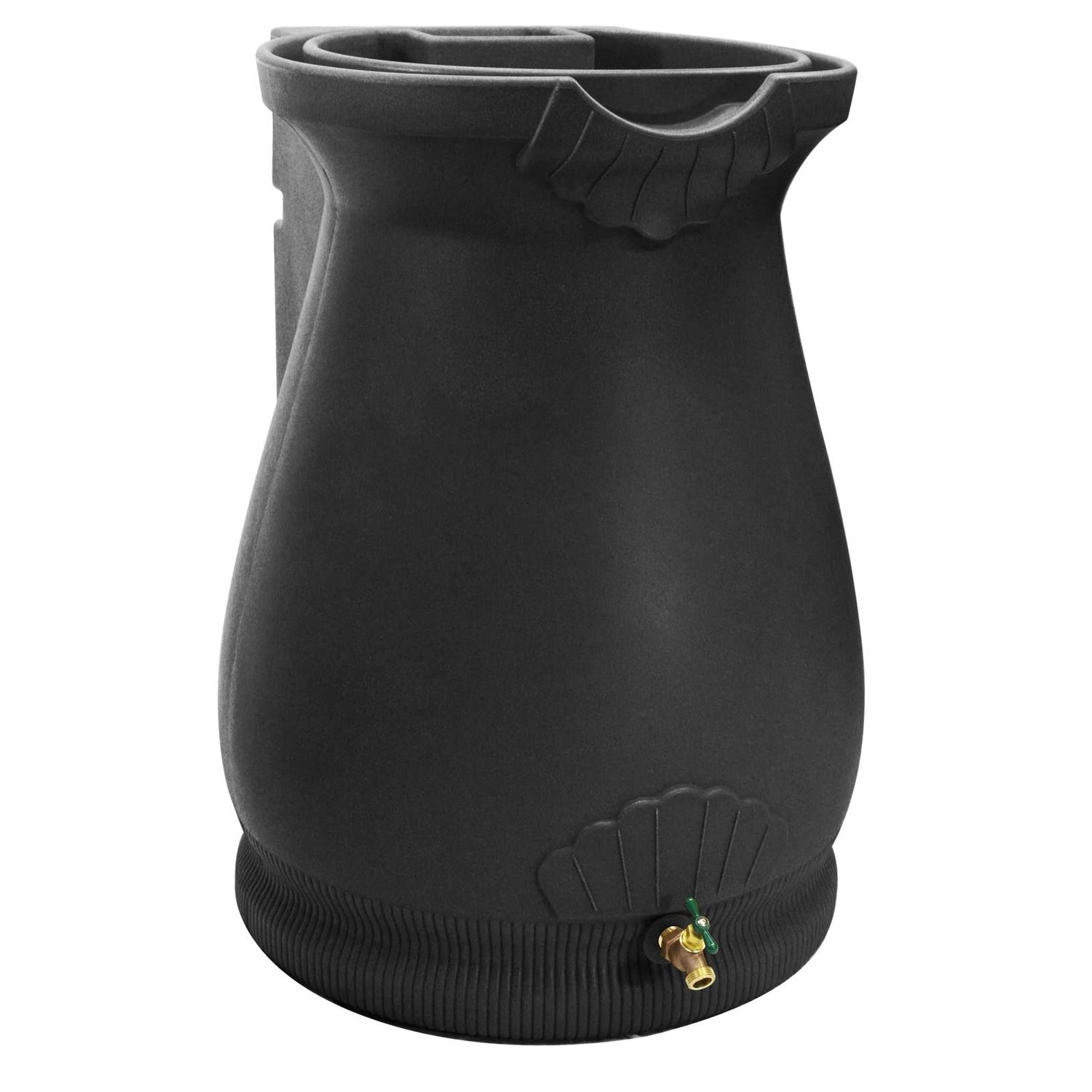 Black 65-Gallon Plastic Urn Rain Barrel with Planter Top - Tampa Home & Garden Store