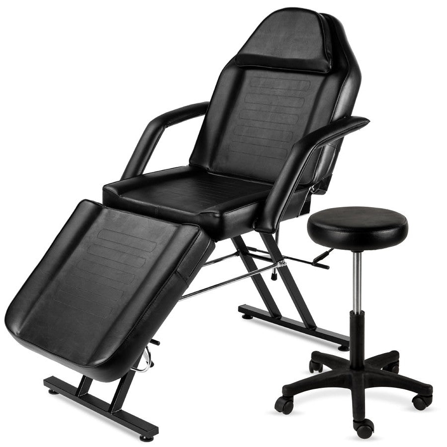 Black Adjustable Massage Bed Salon Chair w/ Hydraulic Stool - Tampa Home & Garden Store