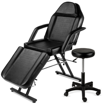 Black Adjustable Massage Bed Salon Chair w/ Hydraulic Stool - Tampa Home & Garden Store