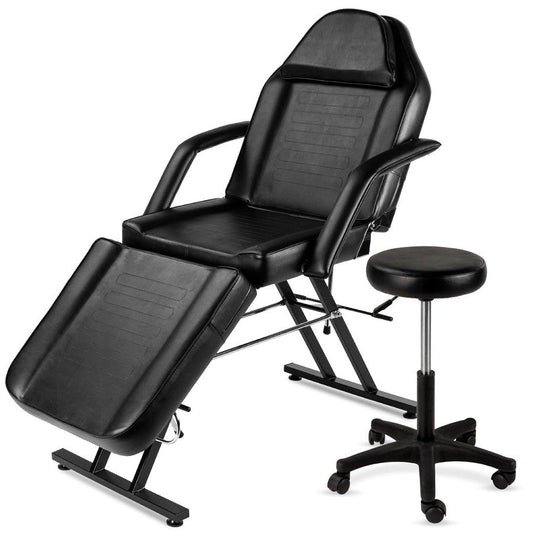 Black Adjustable Massage Bed Salon Chair w/ Hydraulic Stool - Tampa Home & Garden Store
