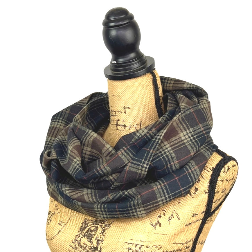 Black, Brown, Creamy Tan and Rust Red Luxe Collection Plaid Infinity and Blanket Scarves - Tampa Home & Garden Store