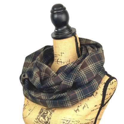 Black, Brown, Creamy Tan and Rust Red Luxe Collection Plaid Infinity and Blanket Scarves - Tampa Home & Garden Store