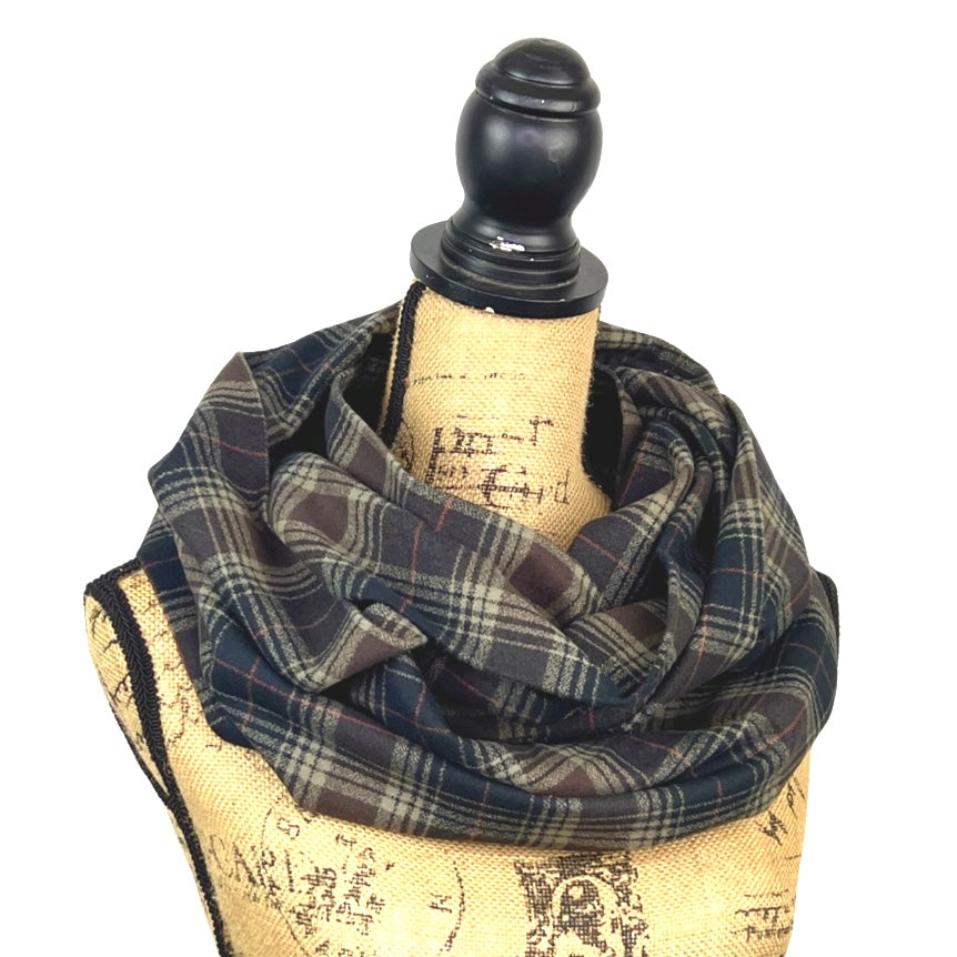 Black, Brown, Creamy Tan and Rust Red Luxe Collection Plaid Infinity and Blanket Scarves - Tampa Home & Garden Store