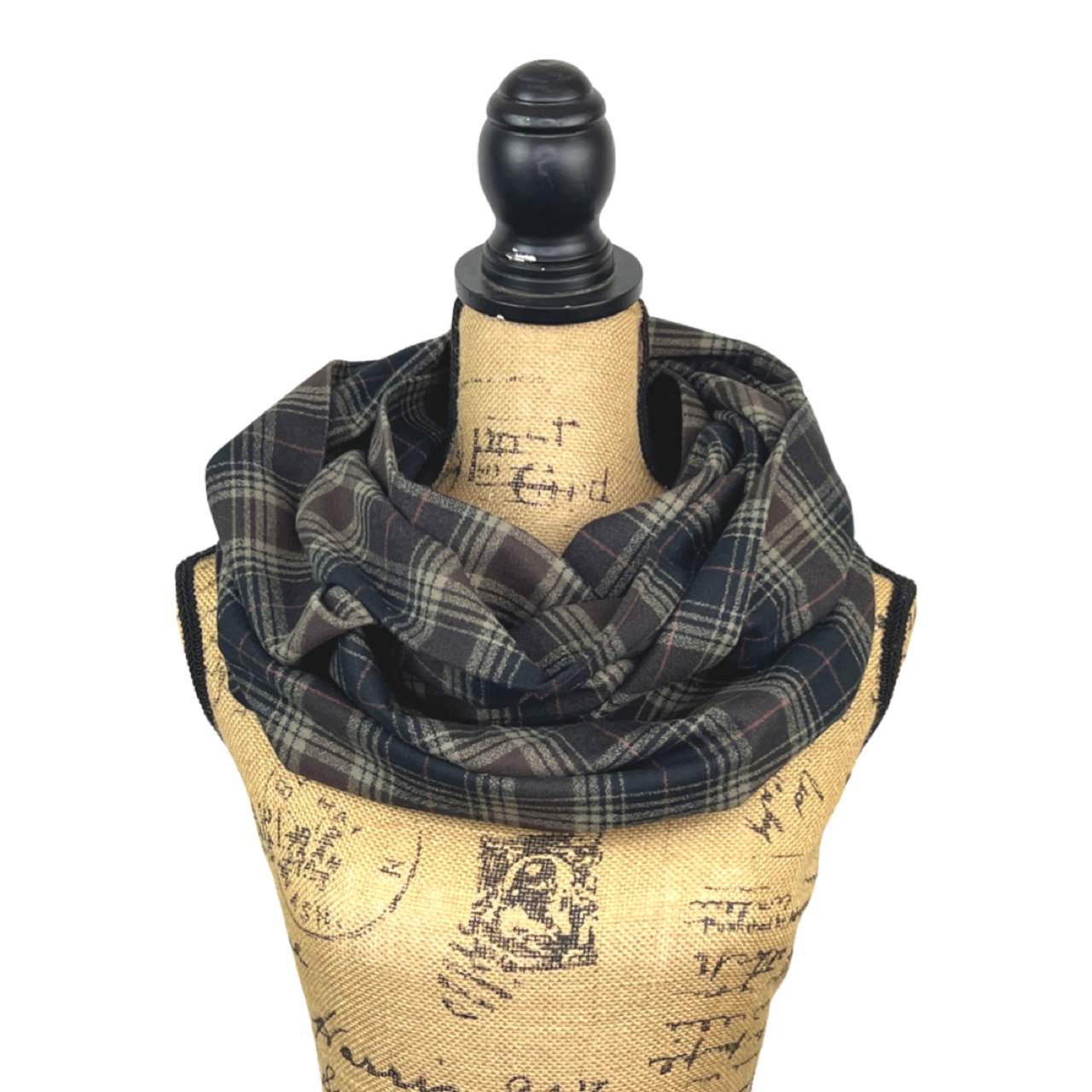 Black, Brown, Creamy Tan and Rust Red Luxe Collection Plaid Infinity and Blanket Scarves - Tampa Home & Garden Store