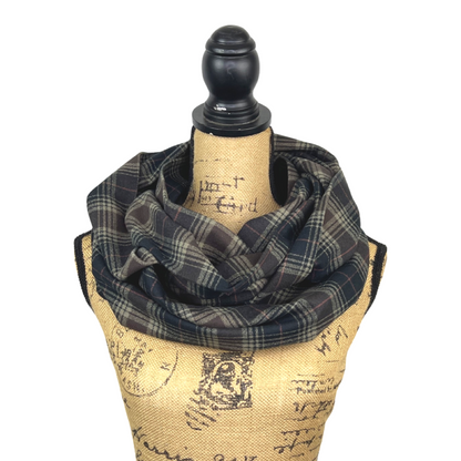 Black, Brown, Creamy Tan and Rust Red Luxe Collection Plaid Infinity and Blanket Scarves - Tampa Home & Garden Store