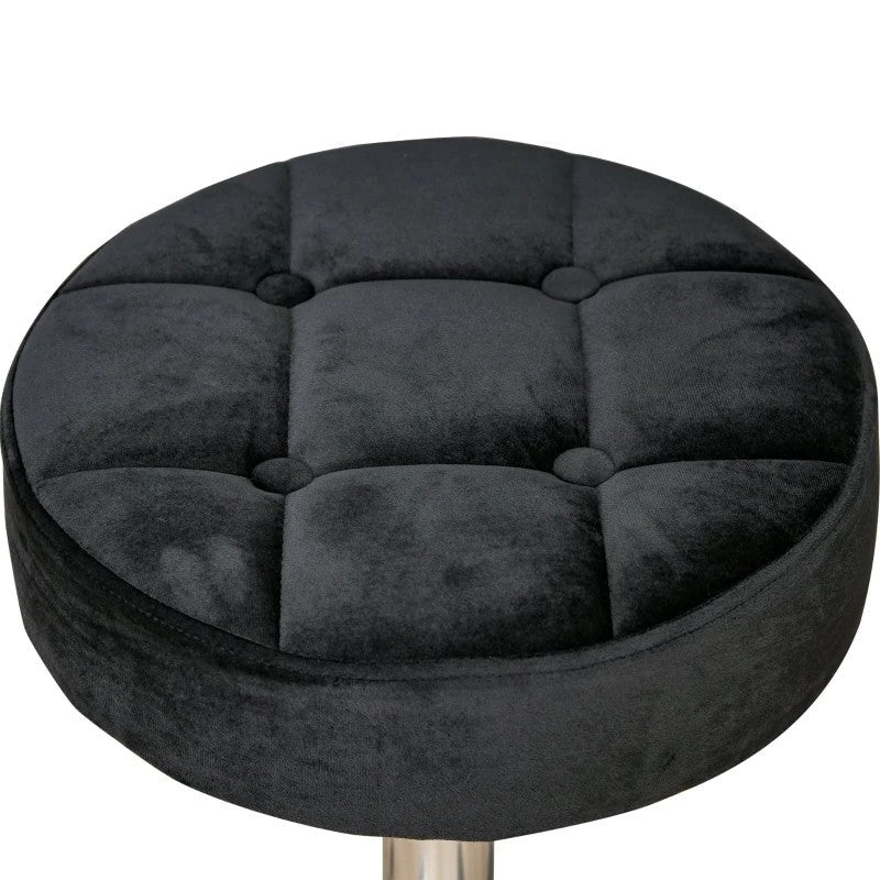 Black Button Tufted Adjustable Rolling Massage Swivel Salon Stool - Tampa Home & Garden Store
