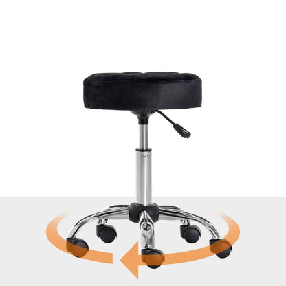Black Button Tufted Adjustable Rolling Massage Swivel Salon Stool - Tampa Home & Garden Store