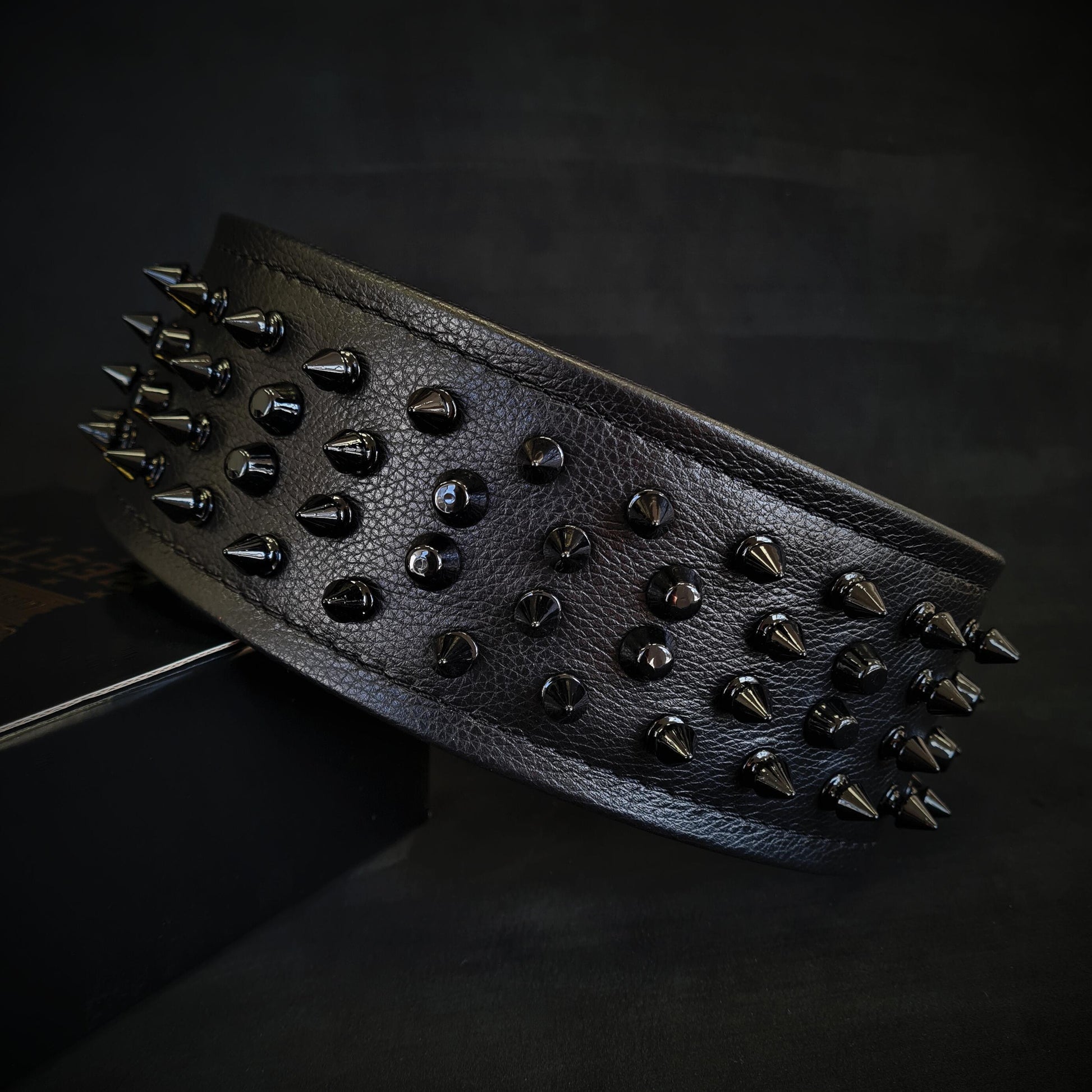 Black ''Crown'' soft leather dog collar - Tampa Home & Garden Store