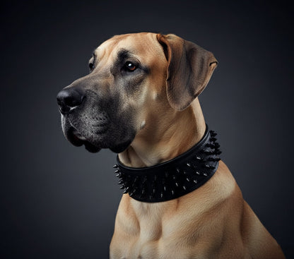 Black ''Crown'' soft leather dog collar - Tampa Home & Garden Store