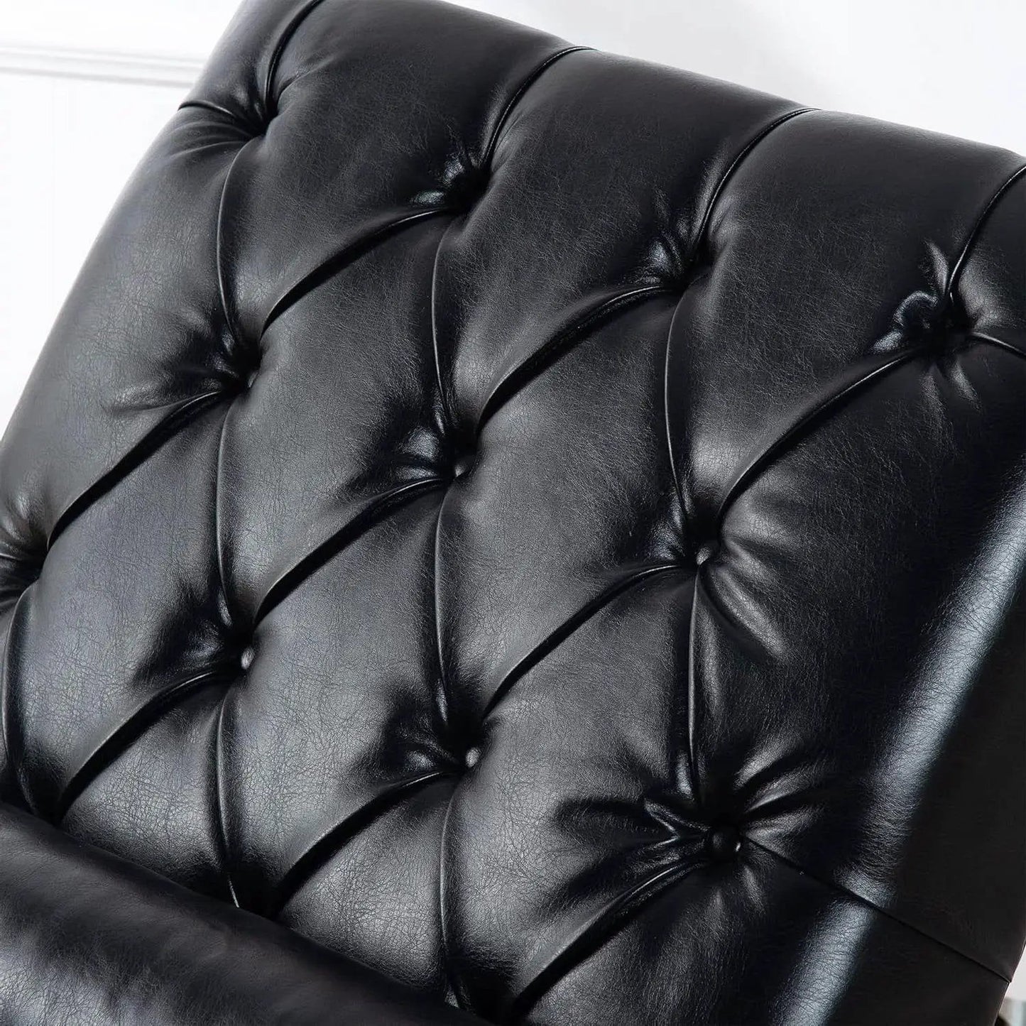 Black Faux Leather Upholstered Armless Chaise Lounge Chair with Lumbar Pillow - Tampa Home & Garden Store