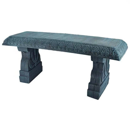 Black Fiber-Clay Resin Outdoor Garden Bench in Stone Finish - Tampa Home & Garden Store