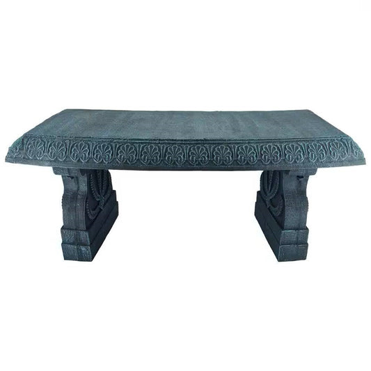 Black Fiber-Clay Resin Outdoor Garden Bench in Stone Finish - Tampa Home & Garden Store