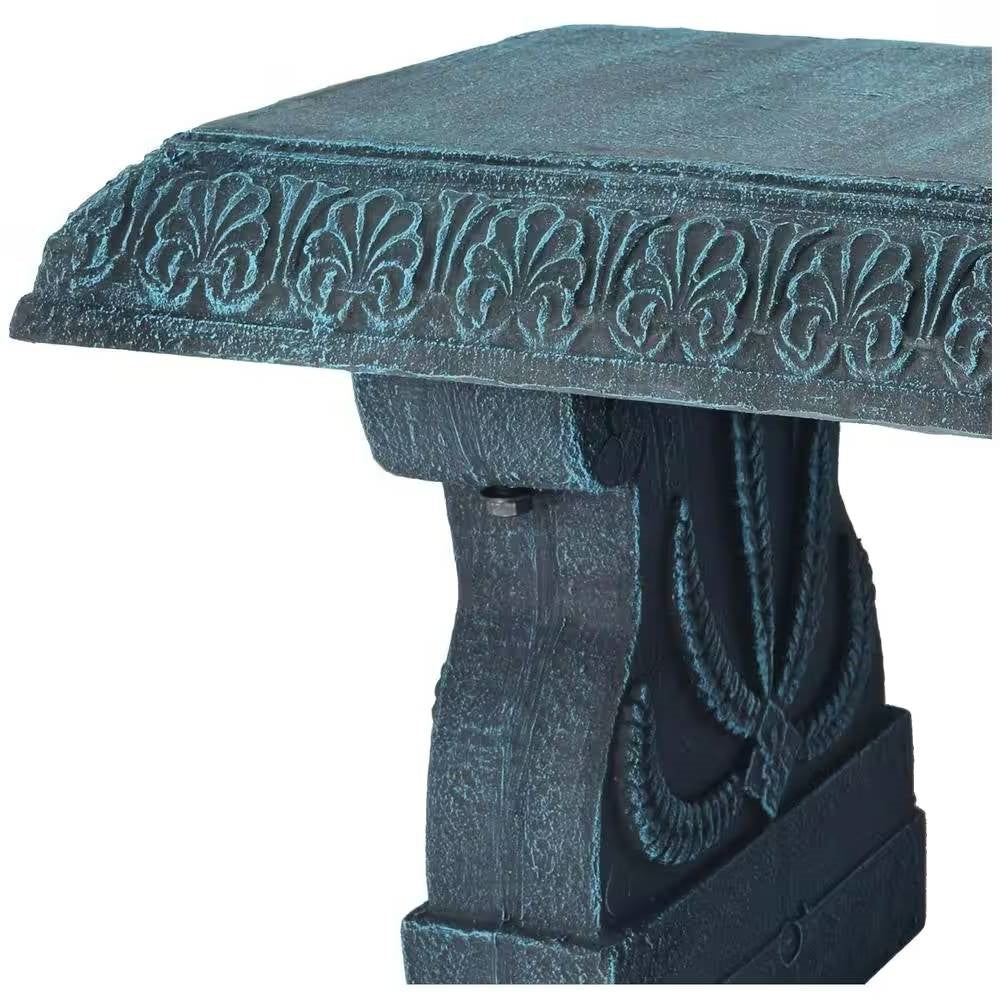 Black Fiber-Clay Resin Outdoor Garden Bench in Stone Finish - Tampa Home & Garden Store