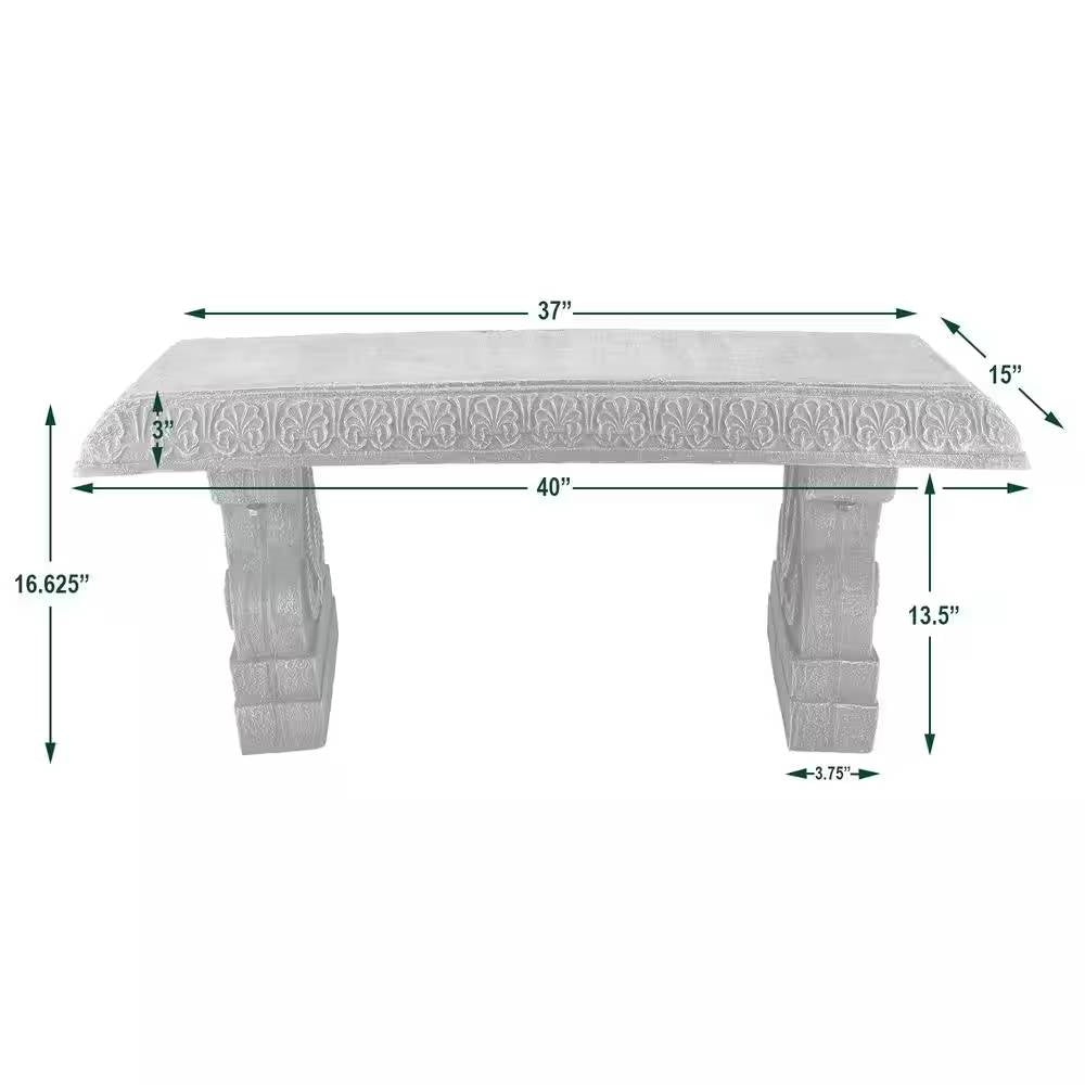 Black Fiber-Clay Resin Outdoor Garden Bench in Stone Finish - Tampa Home & Garden Store