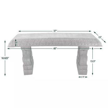 Black Fiber-Clay Resin Outdoor Garden Bench in Stone Finish - Tampa Home & Garden Store