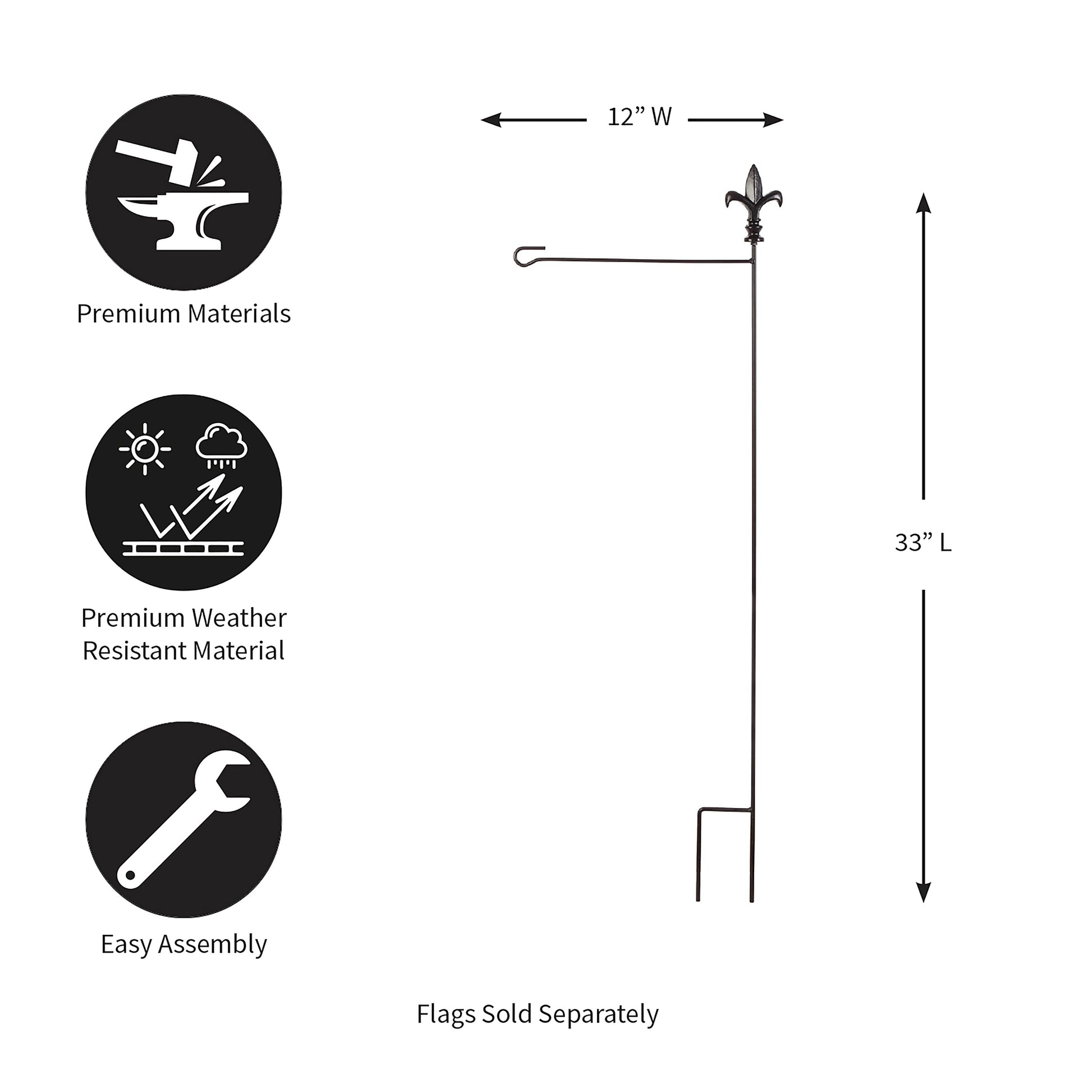 Black Fleur de Lis Garden Size Flag Pole - Tampa Home & Garden Store