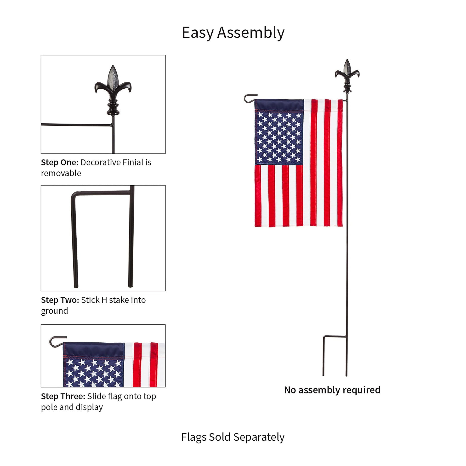 Black Fleur de Lis Garden Size Flag Pole - Tampa Home & Garden Store