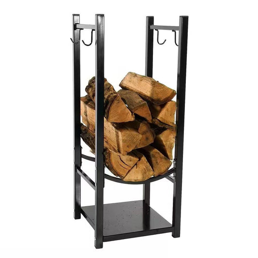 Black Indoor/Outdoor 32-inch Firewood Log Rack - Tampa Home & Garden Store