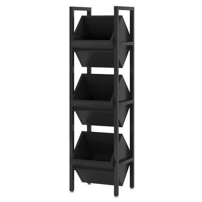 Black Industrial Farmhouse 3 Bin 36 Bottle Wine Rack Storage Display Shelf - Tampa Home & Garden Store