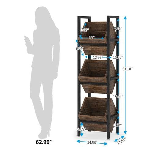 Black Industrial Farmhouse 3 Bin 36 Bottle Wine Rack Storage Display Shelf - Tampa Home & Garden Store