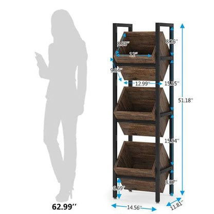 Black Industrial Farmhouse 3 Bin 36 Bottle Wine Rack Storage Display Shelf - Tampa Home & Garden Store