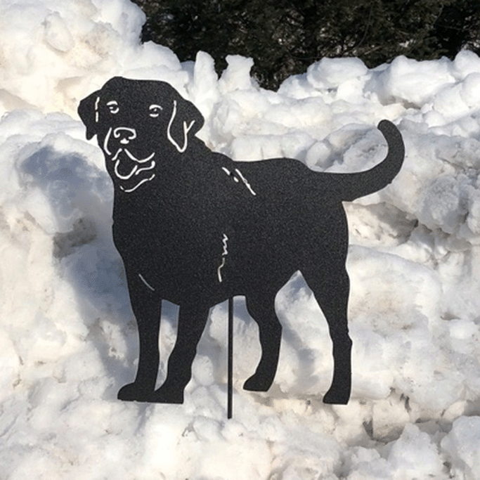 Labrador statue silhouette in black metal by Rustica Ornamentals dog sculpture on Tampa Home & Garden Store