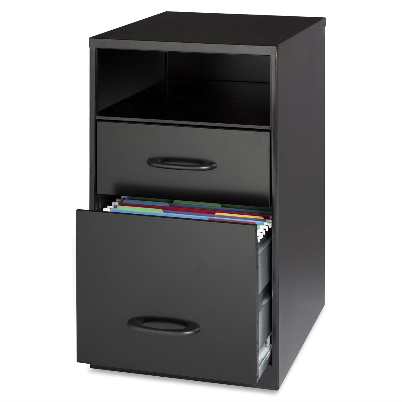 Black Metal 2-Drawer Filing Cabinet with Office Storage Shelf - Tampa Home & Garden Store