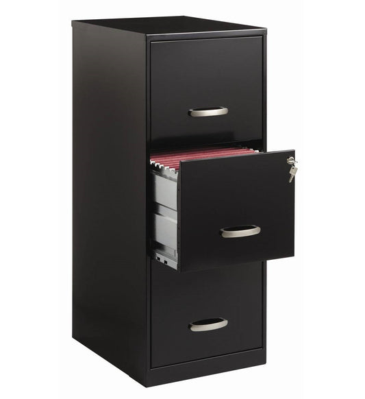 Black Metal 3-Drawer Vertical Key Locking File Cabinet - Tampa Home & Garden Store